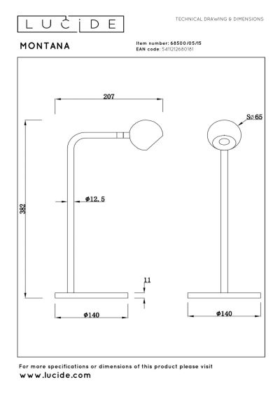 Lucide MONTANA - Table lamp - LED Dim. - 1x5W 2700K - Grey iron - Premium